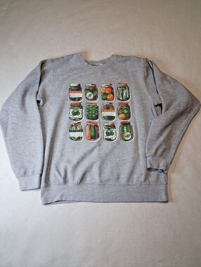 Men's Grey Crewneck Sweatshirt with Jar Graphic